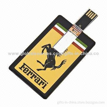 Card-shaped 2GB USB Flash Drive, Free Logo Cost, Uses Branded A Grade Microchips
